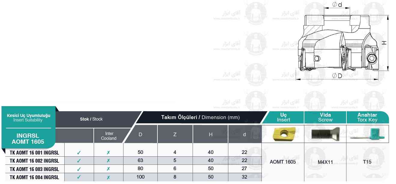 لیست کفتراش TK AOMT 1605 INGRSL برند MBC (ام بی سی) ترکیه