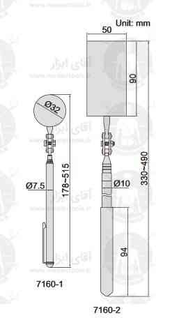 اطلاعات فنی آینه بازرسی سری 7160 اینسایز